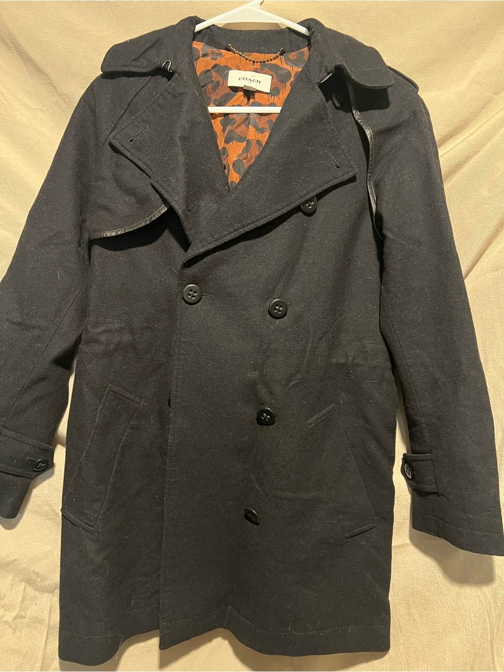 Coach Black Double-Breasted Pea Coat with removable sleeves- SZ 2